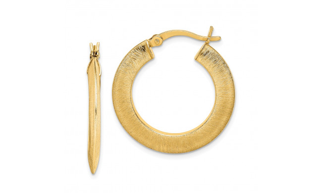 Quality Gold Sterling Silver Gold Tone Brushed Hoop Earrings - QE14102