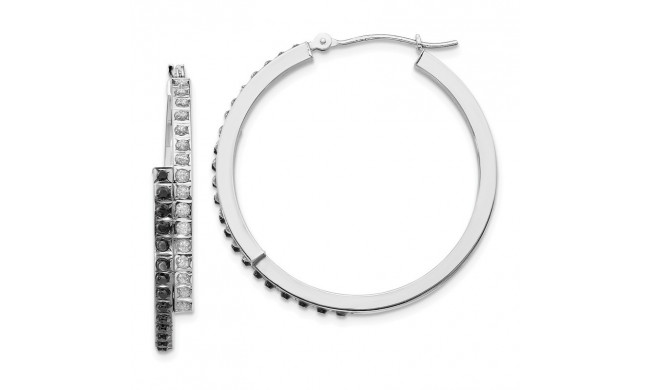 Quality Gold 14k White Gold Diamond Fascination Diamond Round Hinged Hoop Earrings - DF233