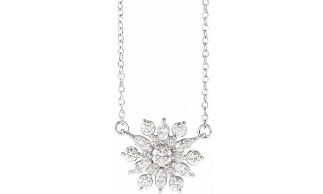14K White 1/2 CTW Diamond Vintage-Inspired 16 Necklace - 86948605P