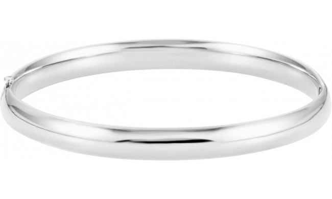 14K White 6.5 mm Hinged Bangle Bracelet - BRC185239022P