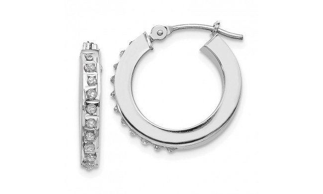Quality Gold 14k White Gold Diamond Fascination Round Hinged Hoop Earrings - DF227