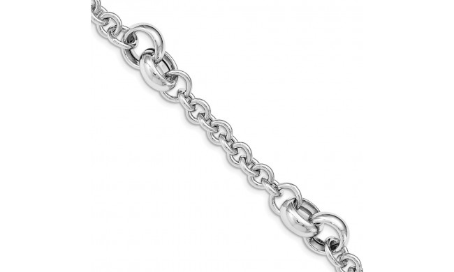 Quality Gold Sterling Silver Rhodium Plated Polished Cuff Link Bracelet - QG5001-7.75