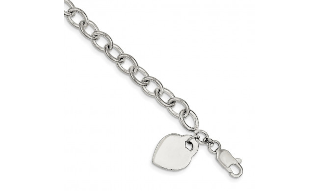 Quality Gold Sterling Silver Heart Charm Bracelet - QG1475-7.25