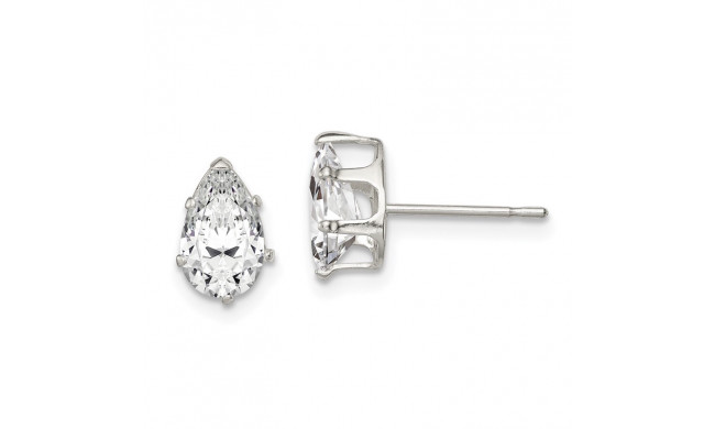 Quality Gold Sterling Silver 8x5 Pear Snap Set CZ Stud Earrings - QE7541