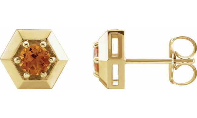 14K Yellow Citrine Geometric Earrings - 87127627P