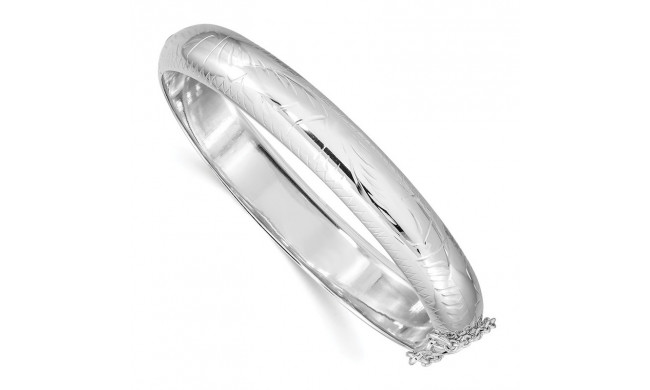 Quality Gold Sterling Silver Rhodium-plated 10.25mm Bangle Bracelet - QB37