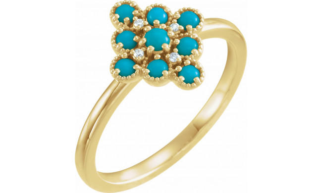 14K Yellow Turquoise & .02 CTW Diamond Ring - 720736003P