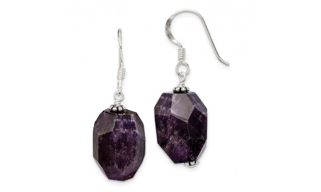 Quality Gold Sterling Silver Amethyst Stone Dangle Earrings - QE1332