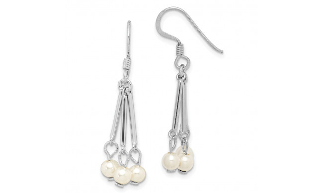 Quality Gold Sterling Silver Rhodium-plated Freshwater Cultured Pearl Dangle Earrings - QE15390