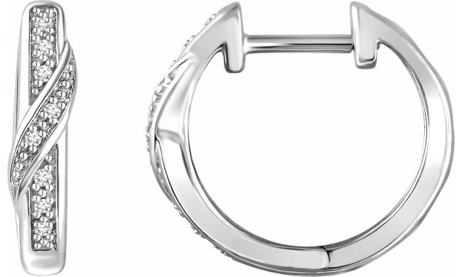 14K White .05 CTW Diamond Hoop Earrings - 65296260001P