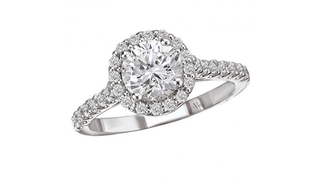 14k White Gold Round Halo Semi-Mount Engagement Ring