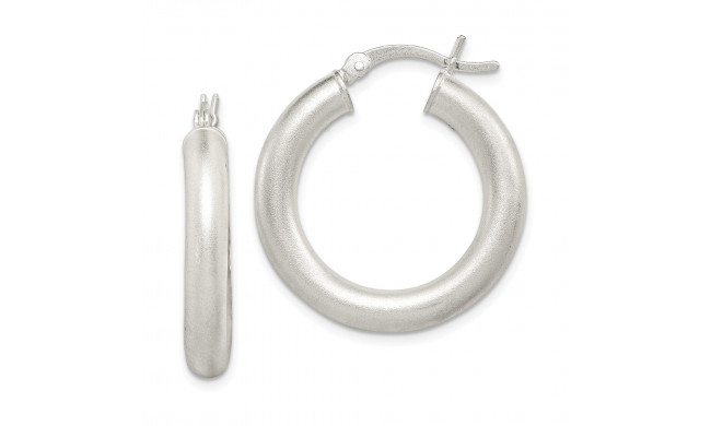 Quality Gold Sterling Silver Satin Finish Hinged Hoop Earrings - QE11560