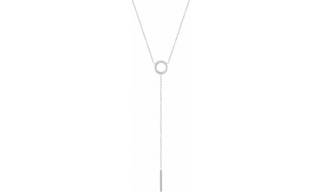 14K White Circle & Bar Y 16-18 Necklace - 5172160000P