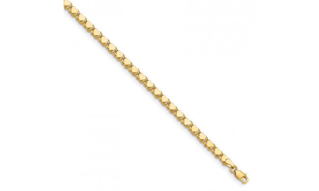 Quality Gold 14k Polished Double-Sided Heart Anklet - ANK98-10