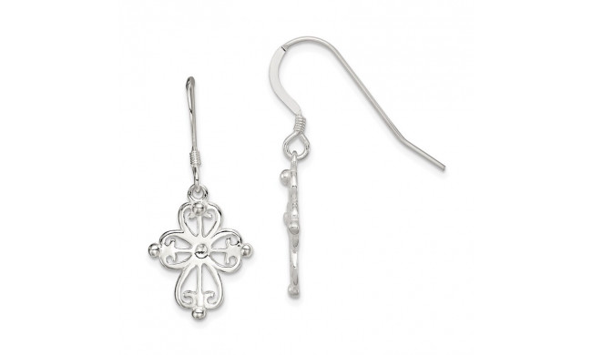 Quality Gold Sterling Silver Cross Dangle Earrings - QE6920