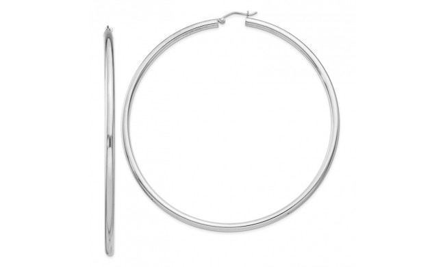 Quality Gold Sterling Silver Rhodium-plated 3mm Round Hoop Earrings - QE4401