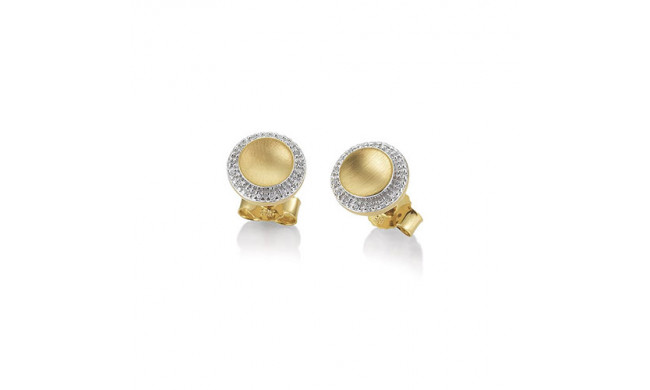 14k Yellow Gold Breuning Diamond Button Earrings