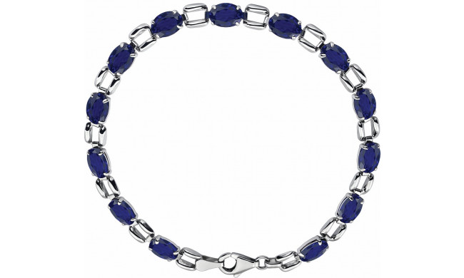 14K White 7x5 mm Oval Lab-Grown Blue Sapphire 7 Bracelet - 651203100P