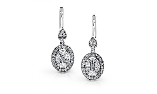 Zeghani 14k White Gold Fish Hook Diamond Earrings