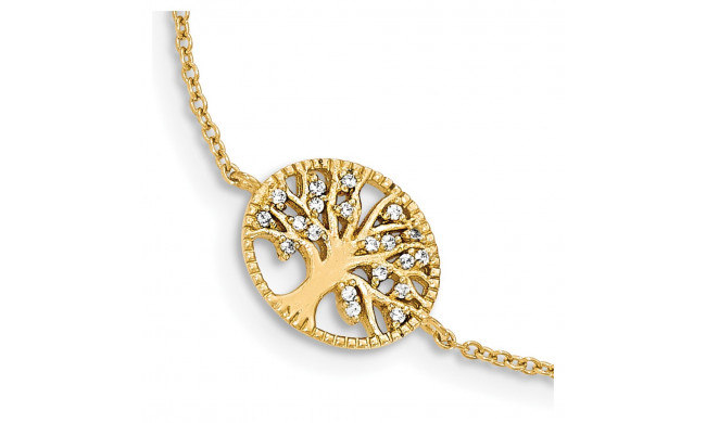 Quality Gold Sterling Silver Polished Gold-plated Tree with CZ Bracelet - QG3965-7