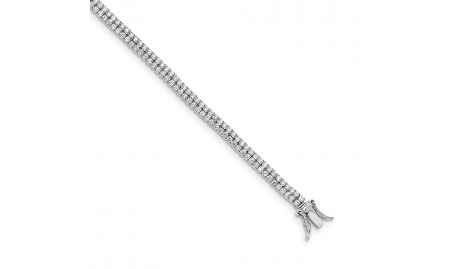 Quality Gold Sterling Silver Rhodium-plated 2-Row CZ Tennis Bracelet - QG4938-7.25