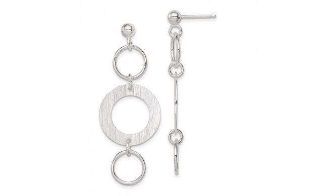 Quality Gold Sterling Silver Polished & Textured Fancy Circle Dangle Post Earrings - QE6309