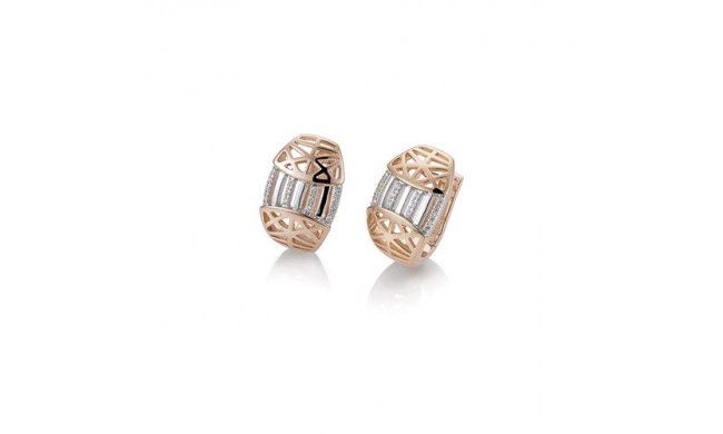 14k Two Tone Gold Breuning Diamond Huggie Earrings