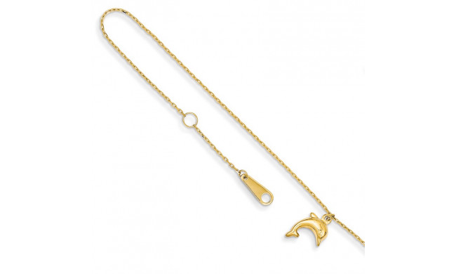 Quality Gold 14k Dolphin Charm Anklet - ANK231-10