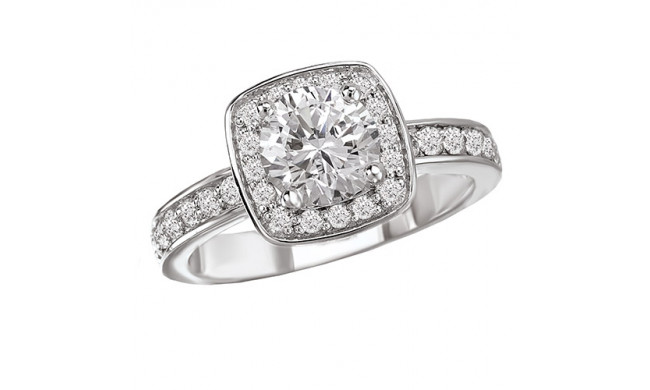 14k White Gold Halo Semi-Mount Diamond Engagement Ring