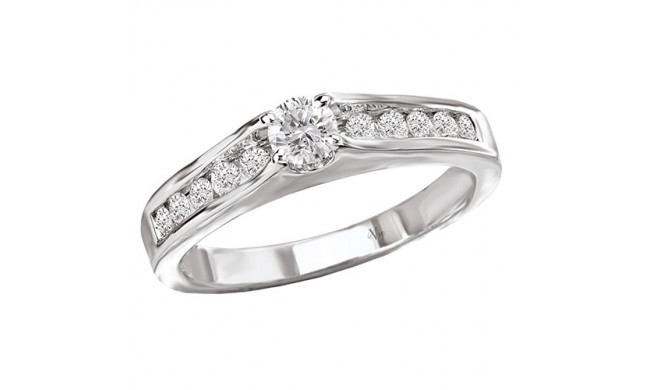 14k White Gold Complete Diamond Engagement Ring