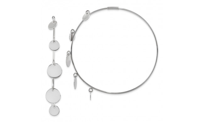 Quality Gold Sterling Silver Rhodium-plated Polished with Discs Hoop Earrings - QE13274