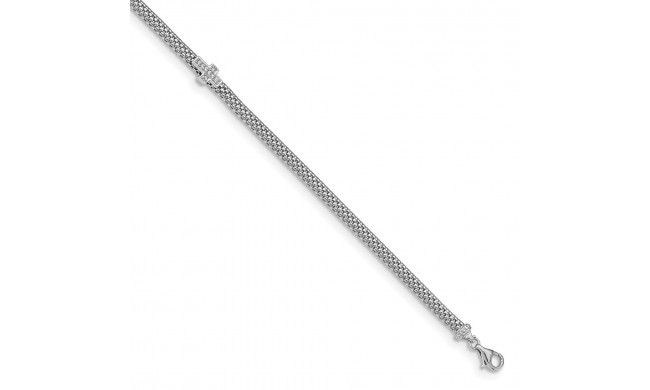 Quality Gold Sterling Silver Weaved Chain Cross CZ Bracelet - QG4935-7.5