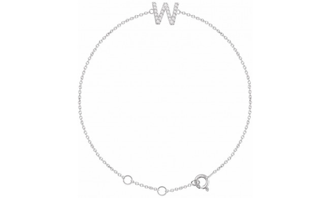 14K White .07 CTW Diamond Initial W 6-7 Bracelet - 65268960023P