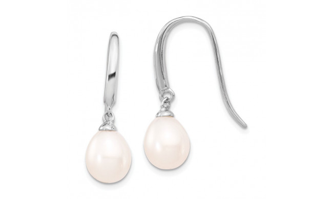 Quality Gold Sterling Silver Rhod-plat 8-9mm White FWC Rice Pearl Dangle Earrings - QE4333