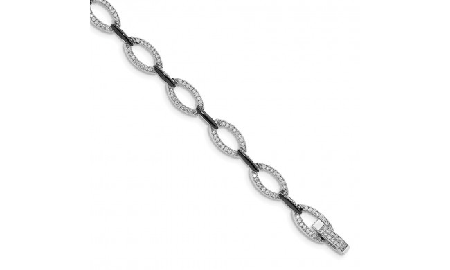 Quality Gold Sterling Silver Fancy Link with CZ Bracelet - QG4881-7.5