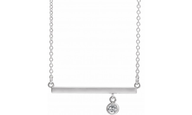 14K White Diamond Bezel-Set 18 Bar Necklace - 869056105P