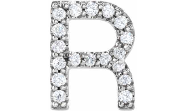 14K White .06 CTW Diamond Single Initial R Earring - 867976090P