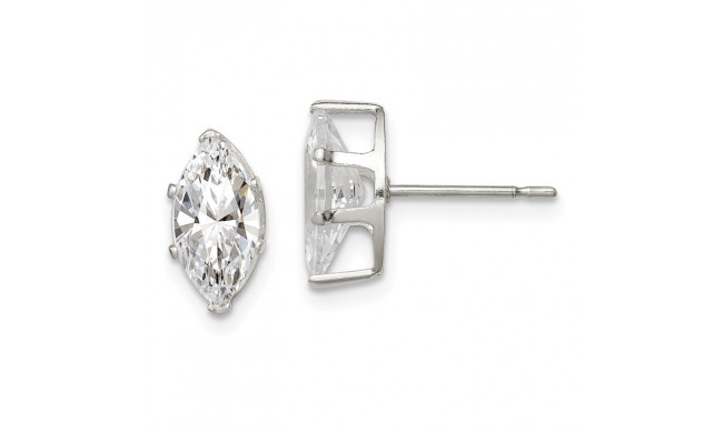 Quality Gold Sterling Silver 10x5 Marquise Snap Set CZ Stud Earrings - QE7555