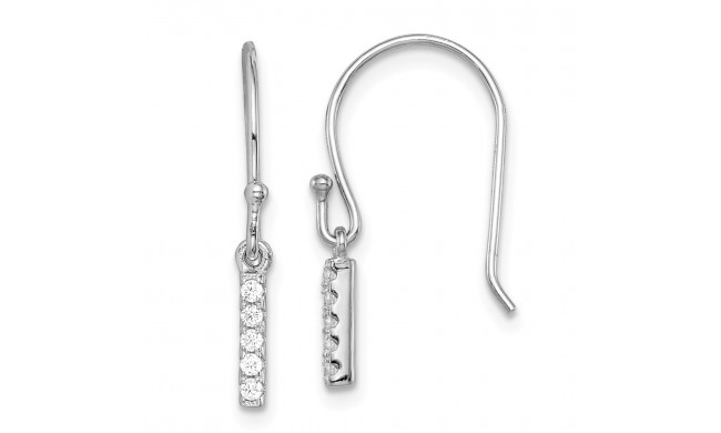 Quality Gold Sterling Silver Rhodium-plated CZ Bar Dangle Earrings - QE14906