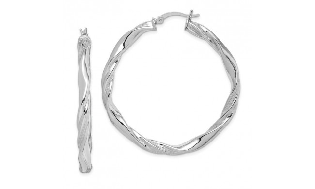 Quality Gold Sterling Silver Rhodium Plated 45mm Twist Hoop Earrings - QE6714