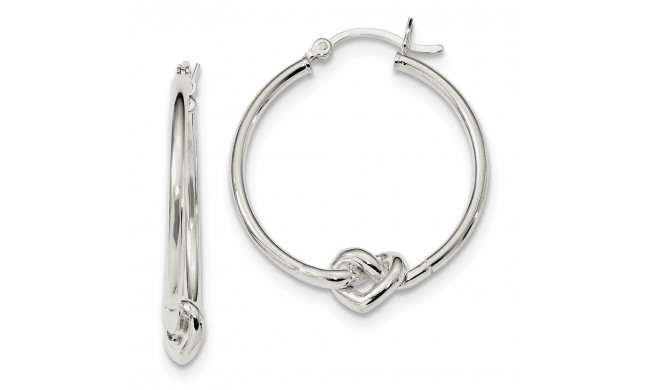 Quality Gold Sterling Silver Polished Heart Knot Hoop Earrings - QE13240