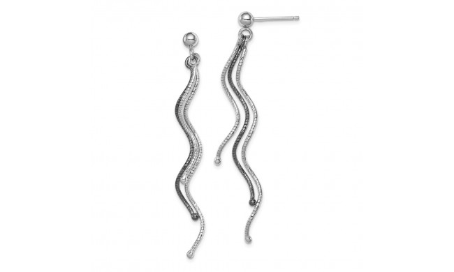 Quality Gold Sterling Silver Ruthenium-plated Wavy Wire Post Dangle Earrings - QE11402