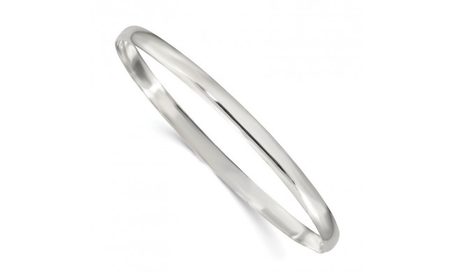 Quality Gold Sterling Silver 4mm Solid Polished Plain Slip-On Bangle Bracelet - QB237