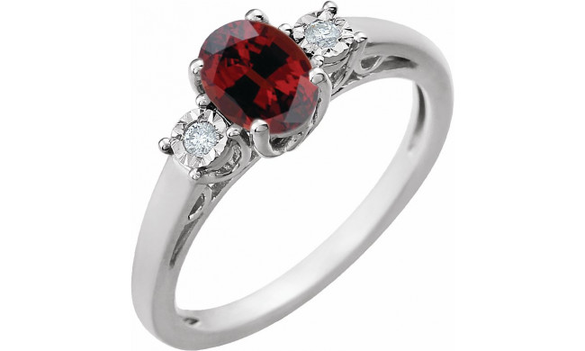 14K White Mozambique Garnet and .04CTW Diamond Ring - 651544107P