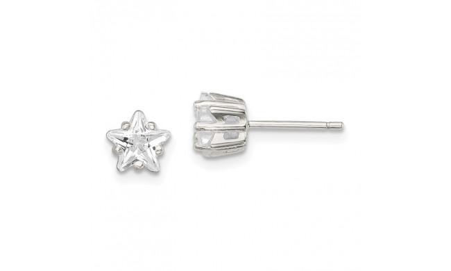 Quality Gold Sterling Silver 6mm Star Basket Set CZ Stud Earrings - QE7549