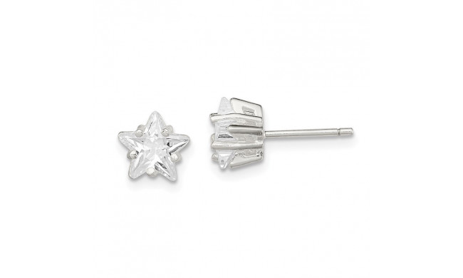Quality Gold Sterling Silver 7mm Star Snap Set CZ Stud Earrings - QE7550