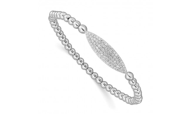 Quality Gold Sterling Silver Rhod-plated CZ Beaded Stretch Bracelet - QH5452