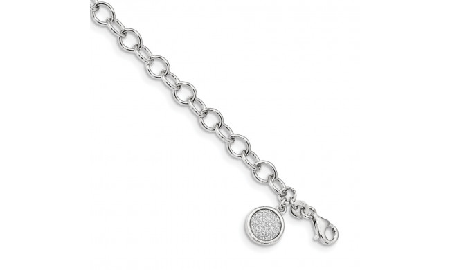 Quality Gold Sterling Silver Rhodium-plated Glitter Enamel Circle Bracelet - QG4241-7.5