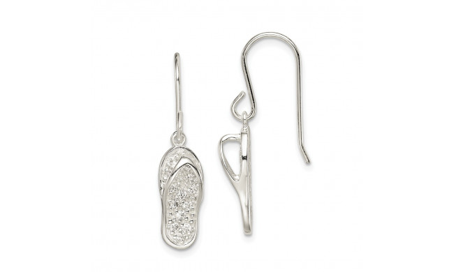 Quality Gold Sterling Silver CZ Flip-Flop Dangle Earrings - QE14680