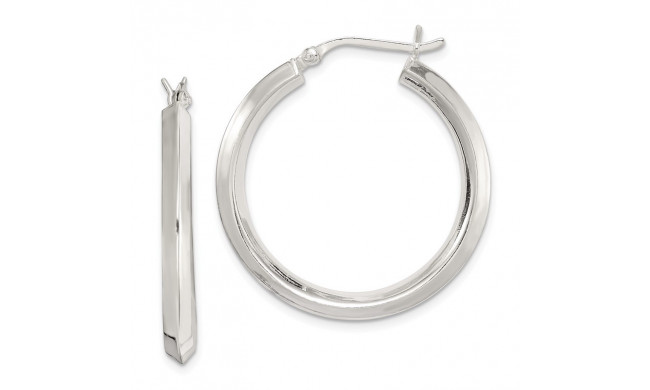 Quality Gold Sterling Silver 30mm Knife Edge Hoop Earrings - QE6504